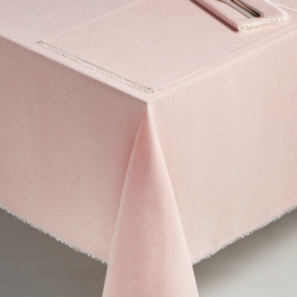 French Perle Solid Color Tablecloth – 60" x 84" – Blush – NWT